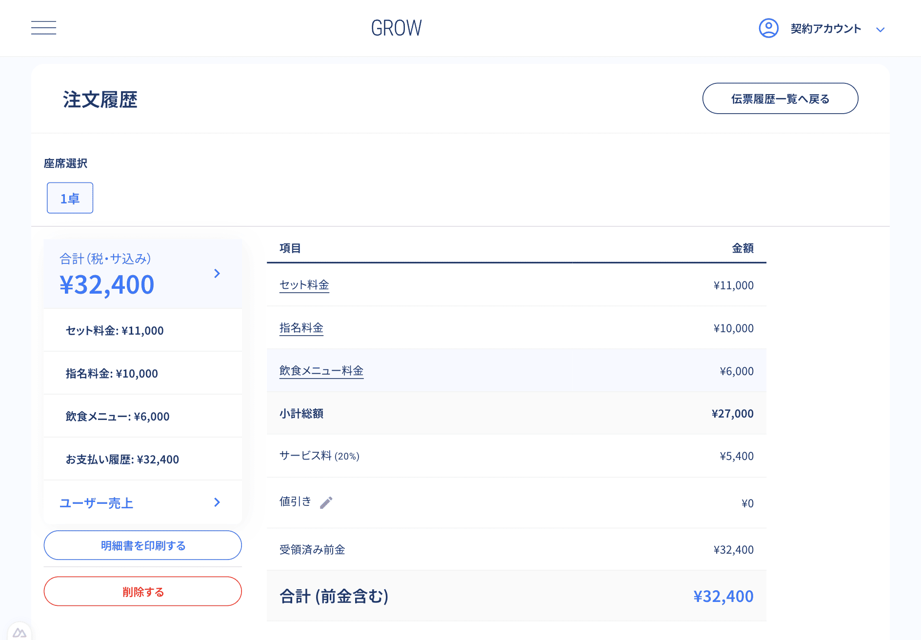 伝票履歴詳細画面