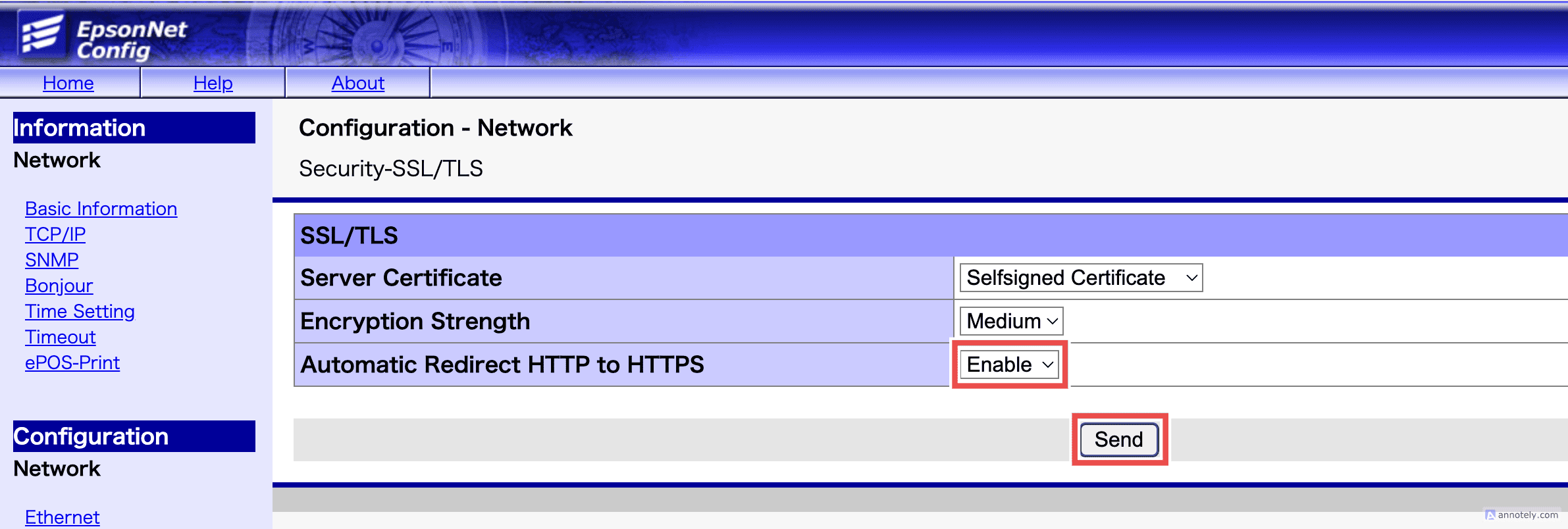 リダイレクト設定画面