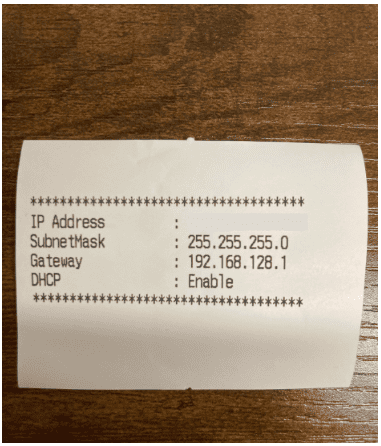 印字されたネットワーク情報の例