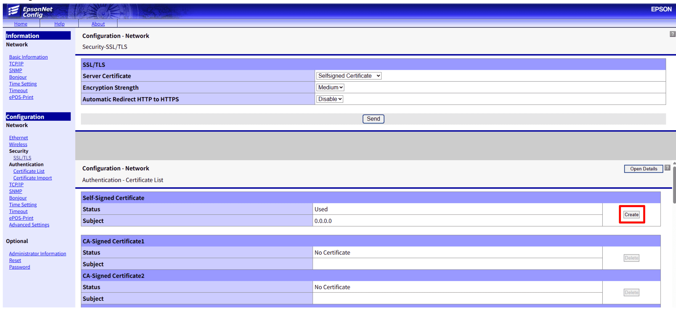 証明書作成画面へ遷移