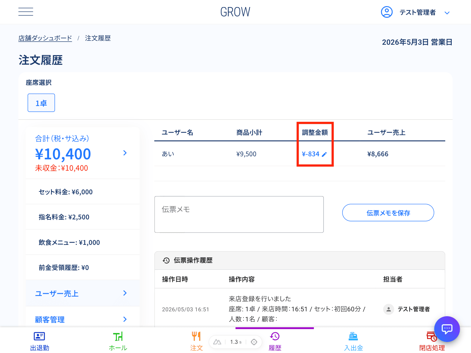 ユーザー売上調整金への反映