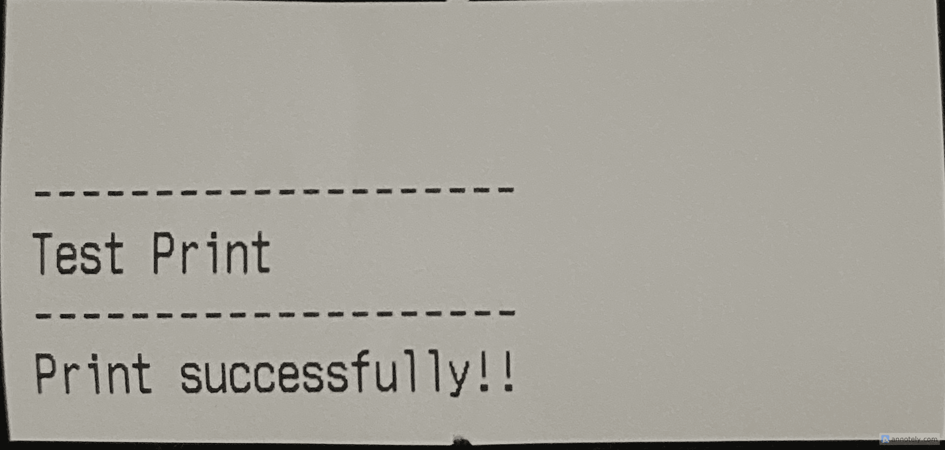 テスト印刷されたレシート